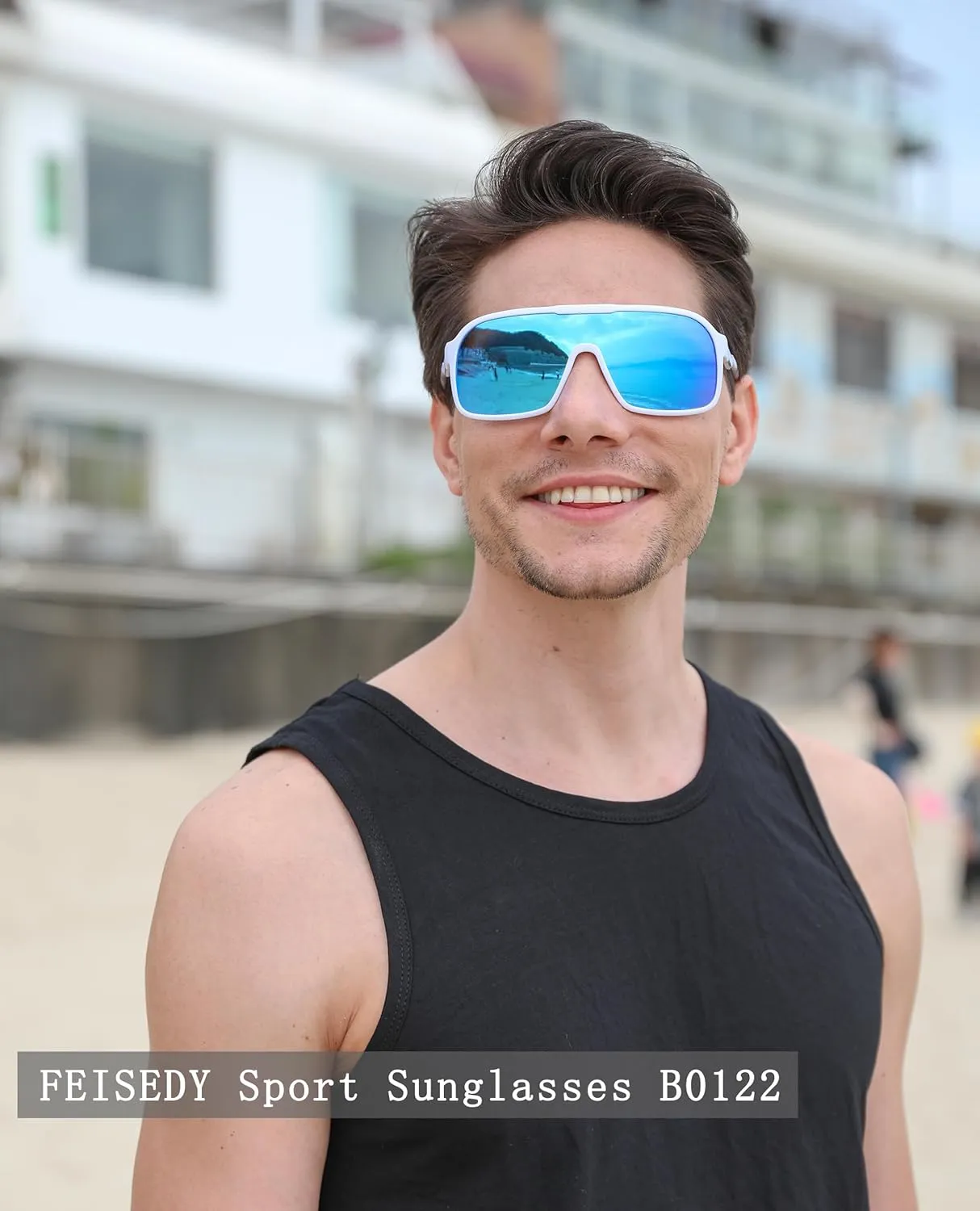 FEISEDY Fashion Polarized Sunglasses Oversized One Piece Reflective Lens Sports Sun Glasses B0122