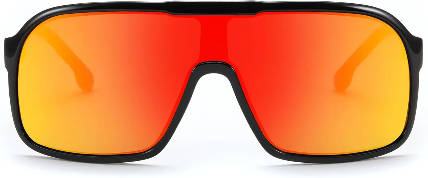 FEISEDY Fashion Polarized Sunglasses Oversized One Piece Reflective Lens Sports Sun Glasses B0122