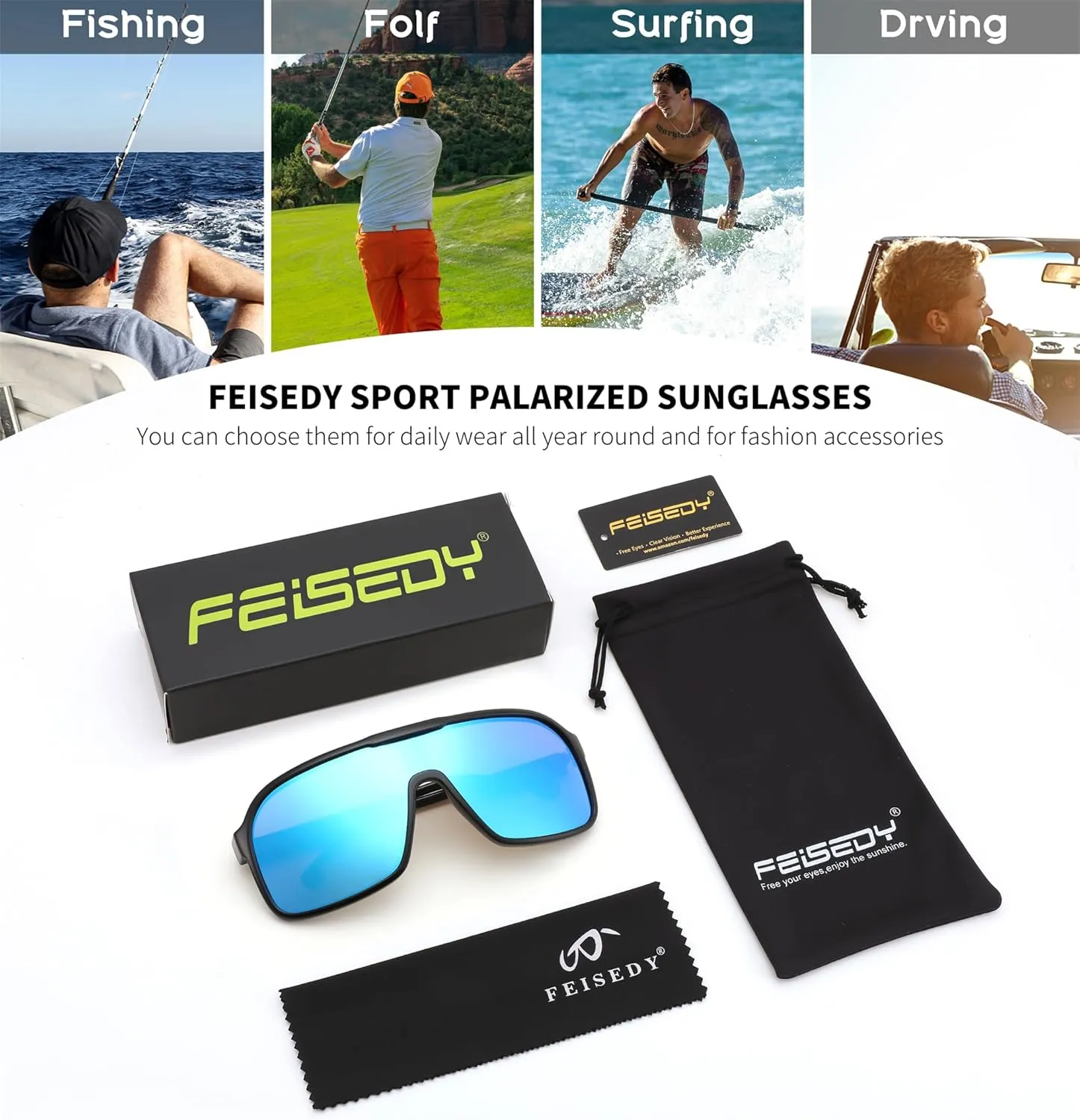 FEISEDY Fashion Polarized Sunglasses Oversized One Piece Reflective Lens Sports Sun Glasses B0122