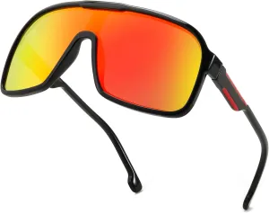FEISEDY Fashion Polarized Sunglasses Oversized One Piece Reflective Lens Sports Sun Glasses B0122
