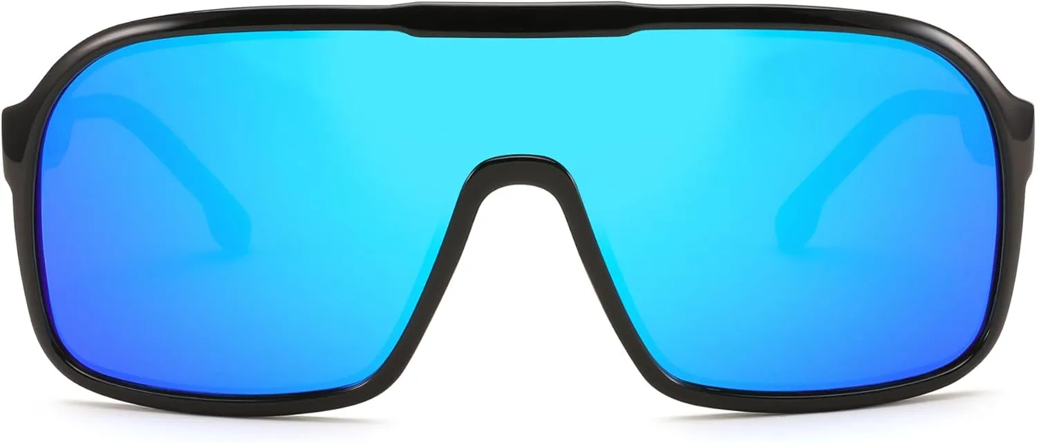 FEISEDY Fashion Polarized Sunglasses Oversized One Piece Reflective Lens Sports Sun Glasses B0122