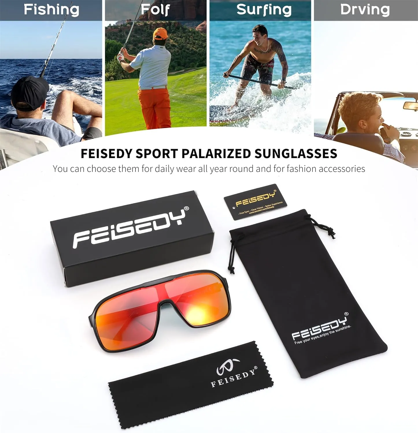 FEISEDY Fashion Polarized Sunglasses Oversized One Piece Reflective Lens Sports Sun Glasses B0122