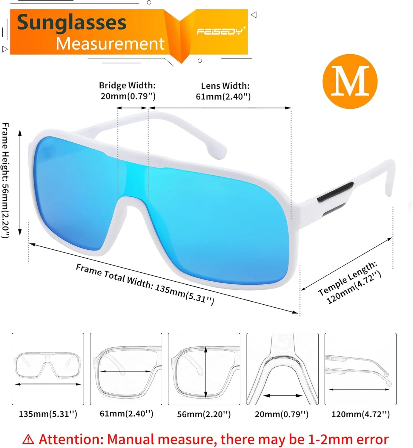 FEISEDY Fashion Polarized Sunglasses Oversized One Piece Reflective Lens Sports Sun Glasses B0122