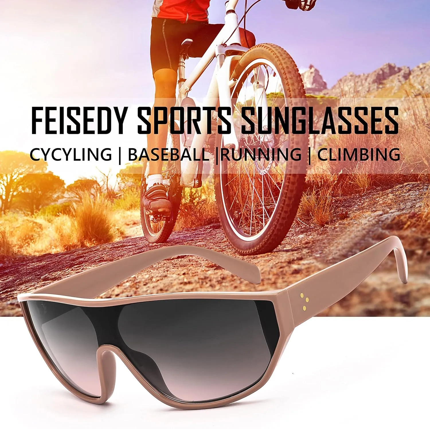 FEISEDY Oversized Oval Sport Sunglasses Fashion Cycling Baseball Goggles Outdoor Shield B2679