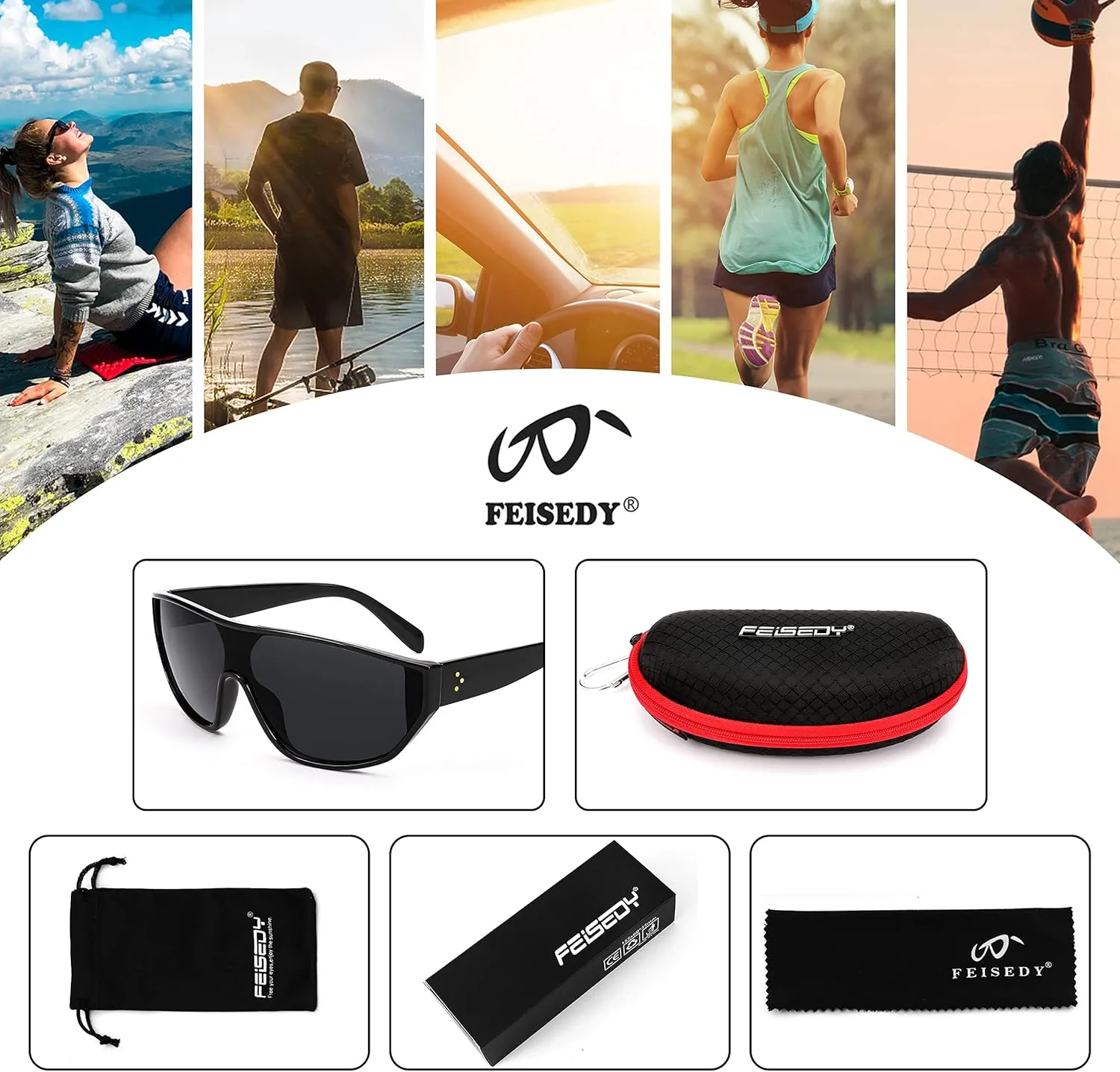 FEISEDY Oversized Oval Sport Sunglasses Fashion Cycling Baseball Goggles Outdoor Shield B2679