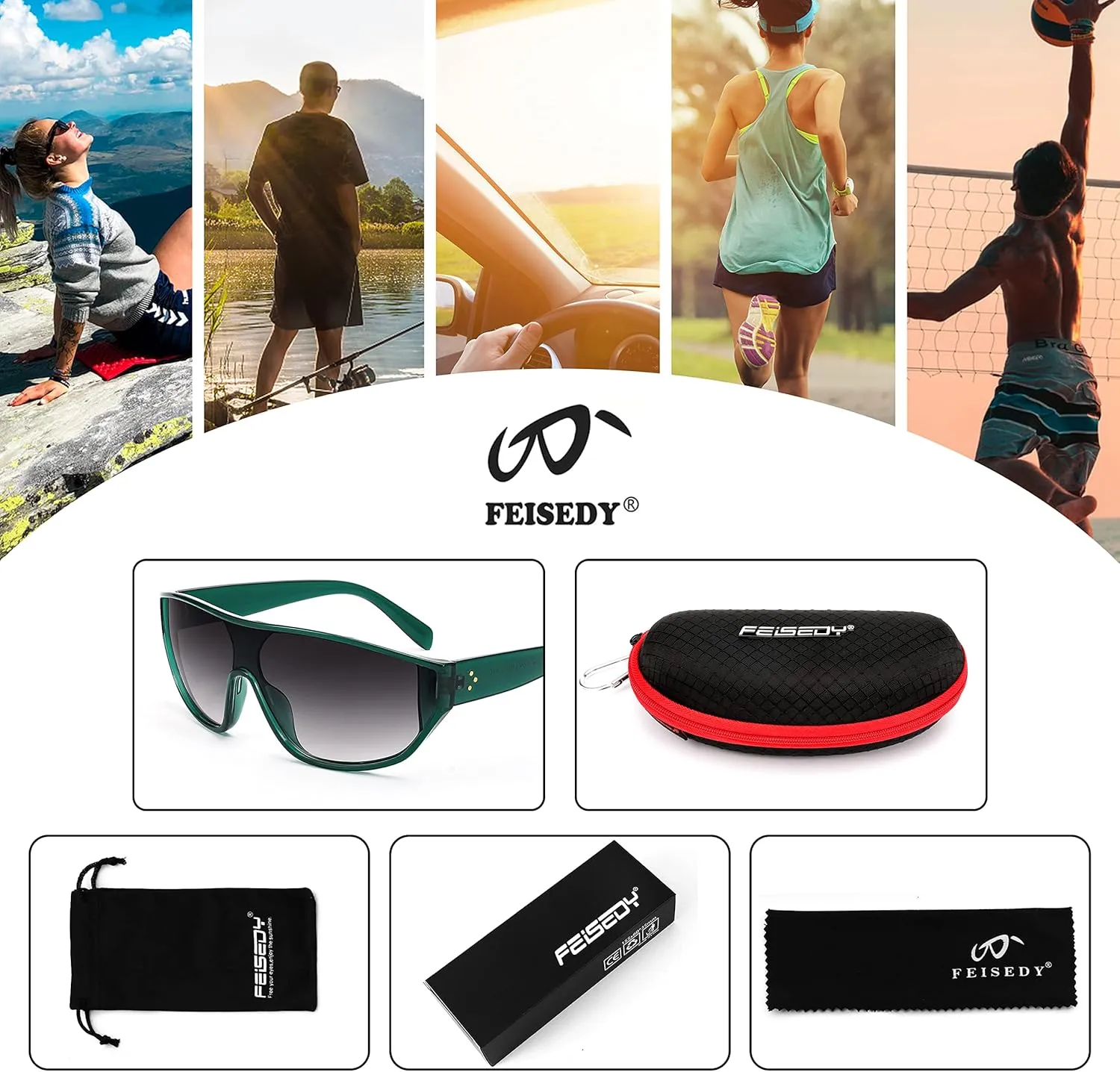 FEISEDY Oversized Oval Sport Sunglasses Fashion Cycling Baseball Goggles Outdoor Shield B2679