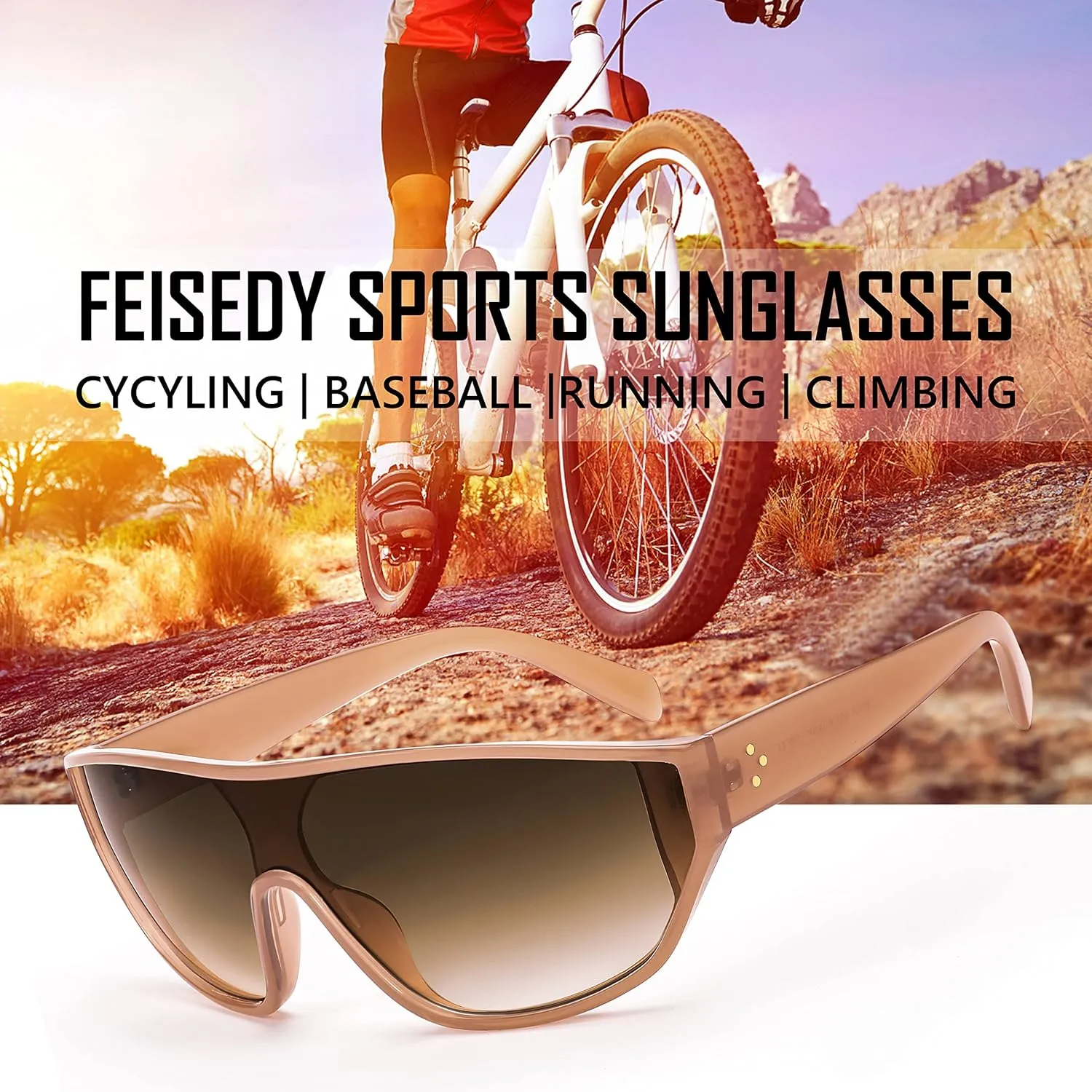 FEISEDY Oversized Oval Sport Sunglasses Fashion Cycling Baseball Goggles Outdoor Shield B2679