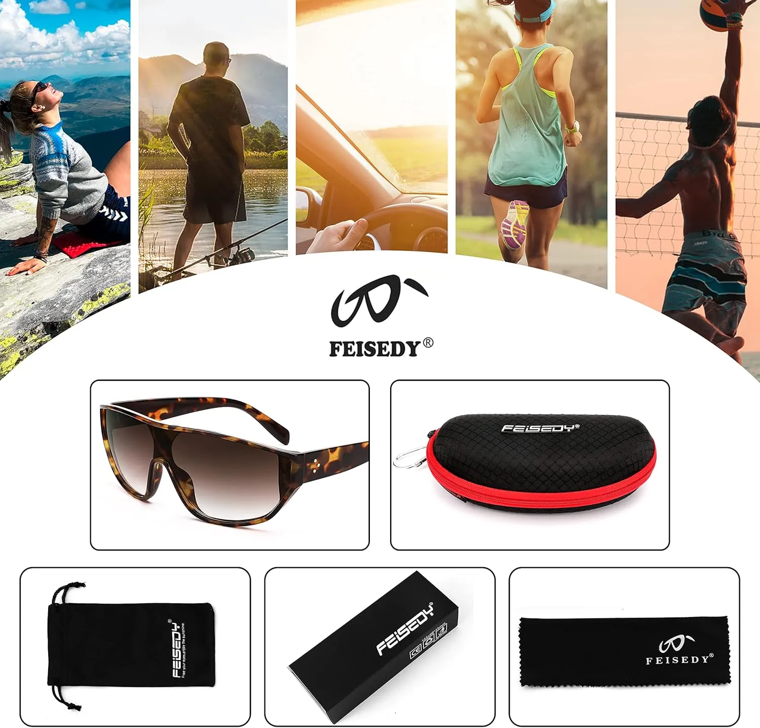 FEISEDY Oversized Oval Sport Sunglasses Fashion Cycling Baseball Goggles Outdoor Shield B2679