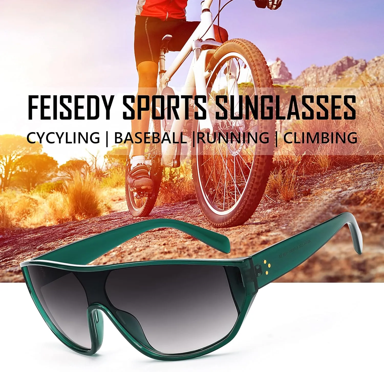 FEISEDY Oversized Oval Sport Sunglasses Fashion Cycling Baseball Goggles Outdoor Shield B2679