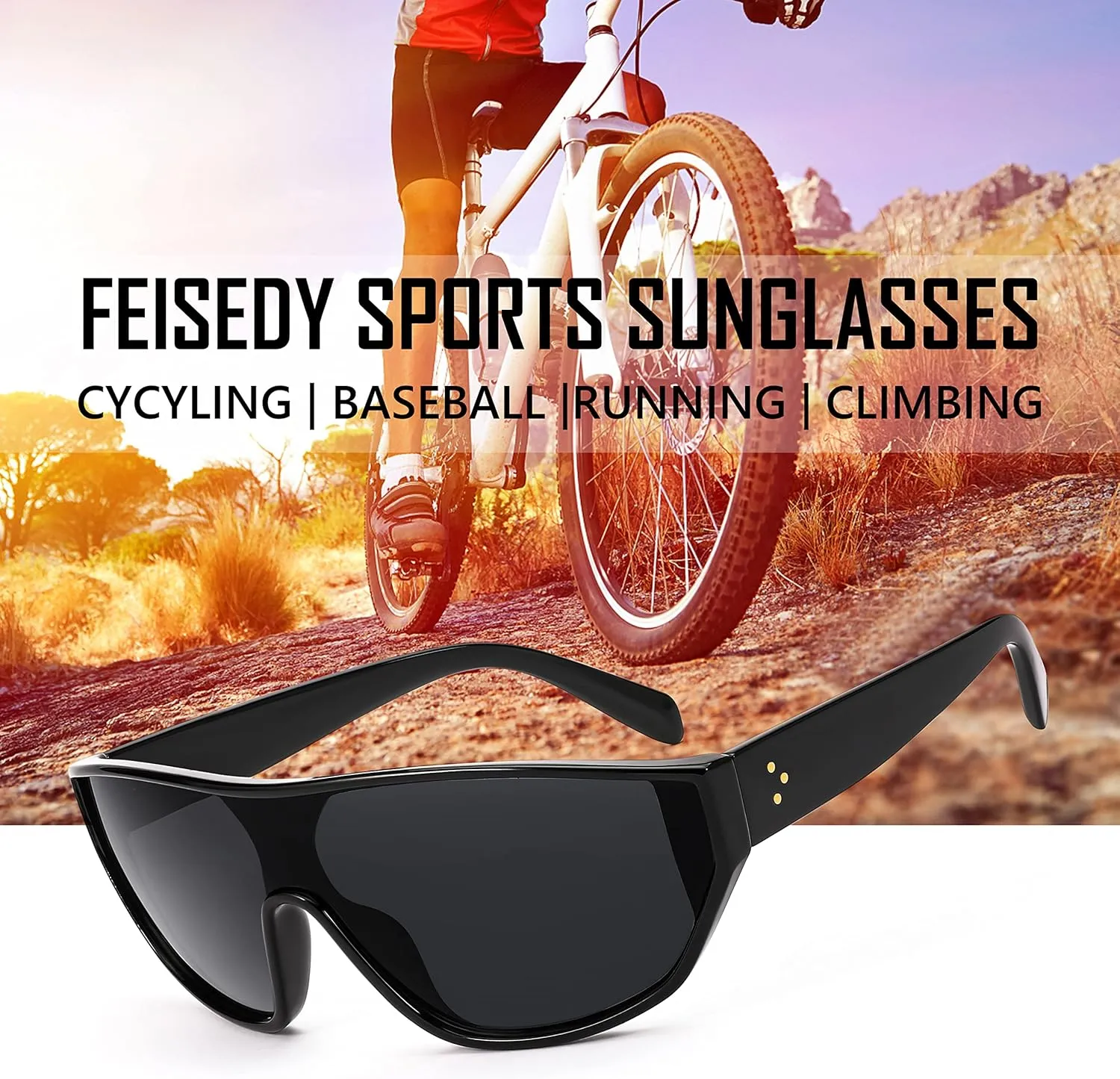 FEISEDY Oversized Oval Sport Sunglasses Fashion Cycling Baseball Goggles Outdoor Shield B2679