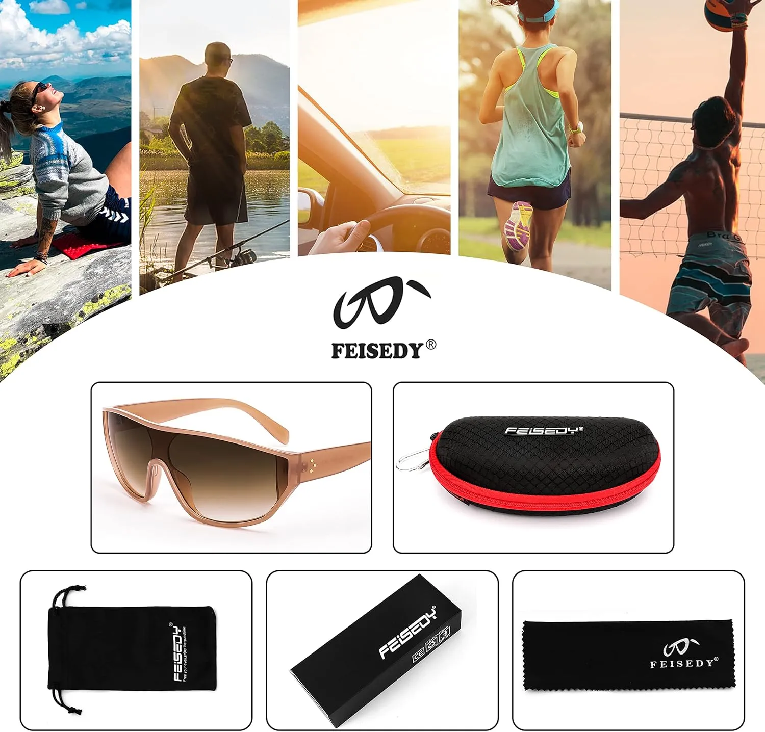 FEISEDY Oversized Oval Sport Sunglasses Fashion Cycling Baseball Goggles Outdoor Shield B2679