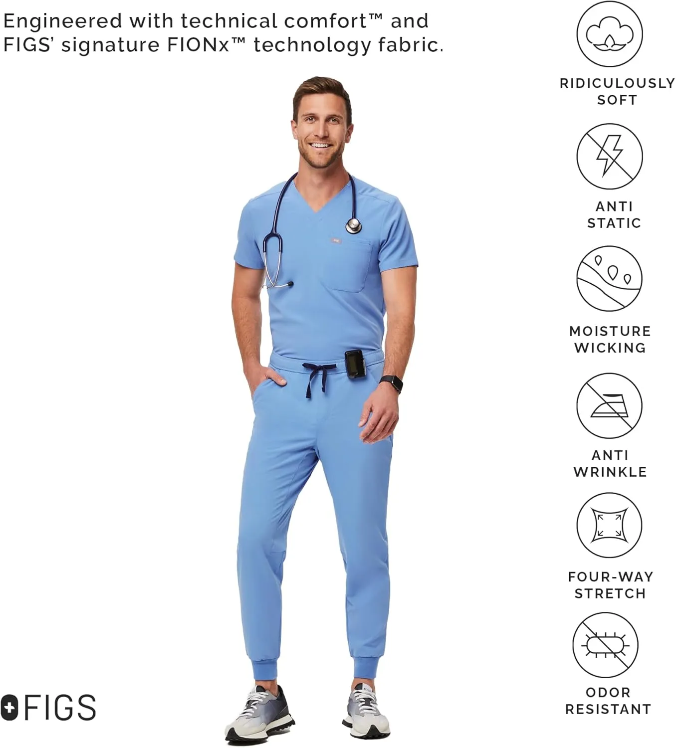 FIGS Tansen Jogger Scrub Pants for Men — Slim Fit, 5 Pockets, 4-Way Stretch, Anti-Wrinkle Men’s Scrub Pants