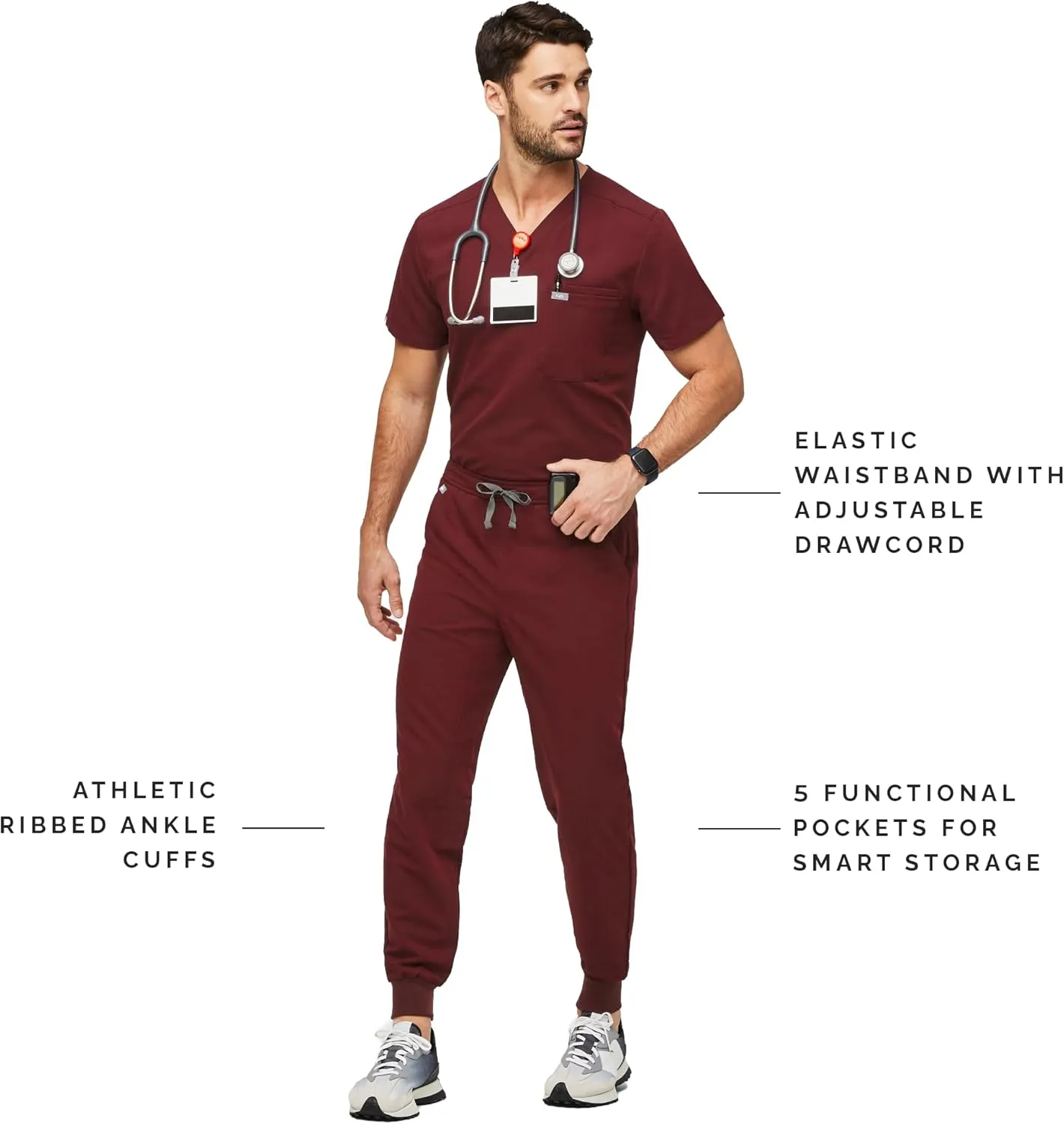 FIGS Tansen Jogger Scrub Pants for Men — Slim Fit, 5 Pockets, 4-Way Stretch, Anti-Wrinkle Men’s Scrub Pants