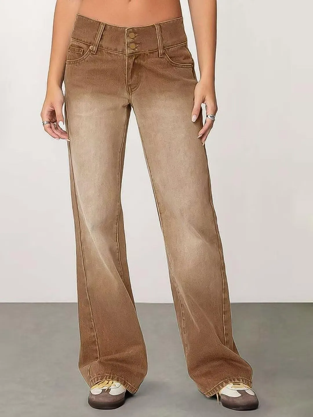 Flamingals Low Rise Wide Leg Jeans for Women Baggy Jeans Denim Trouser Jeans Flare Dress Pants