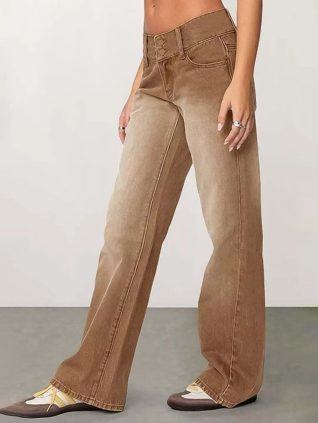 Flamingals Low Rise Wide Leg Jeans for Women Baggy Jeans Denim Trouser Jeans Flare Dress Pants
