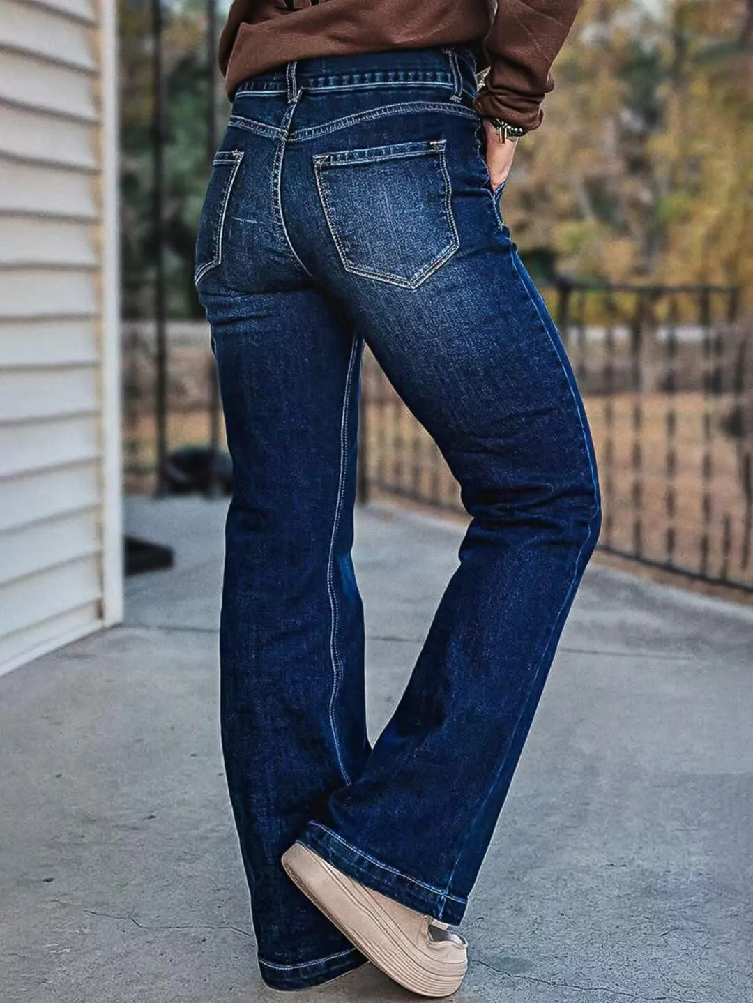 Flamingals Straight Leg Jeans for Women Low Rise Flamingo Stretch Jeans Skinny Wide Leg Denim Pants