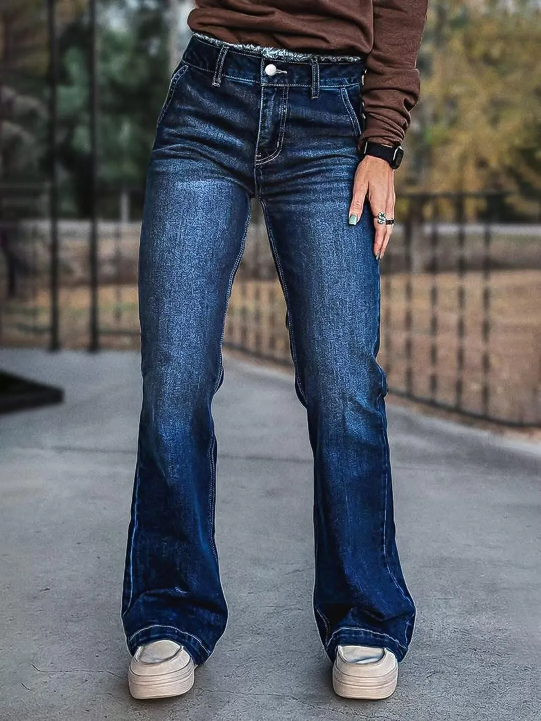 Flamingals Straight Leg Jeans for Women Low Rise Flamingo Stretch Jeans Skinny Wide Leg Denim Pants