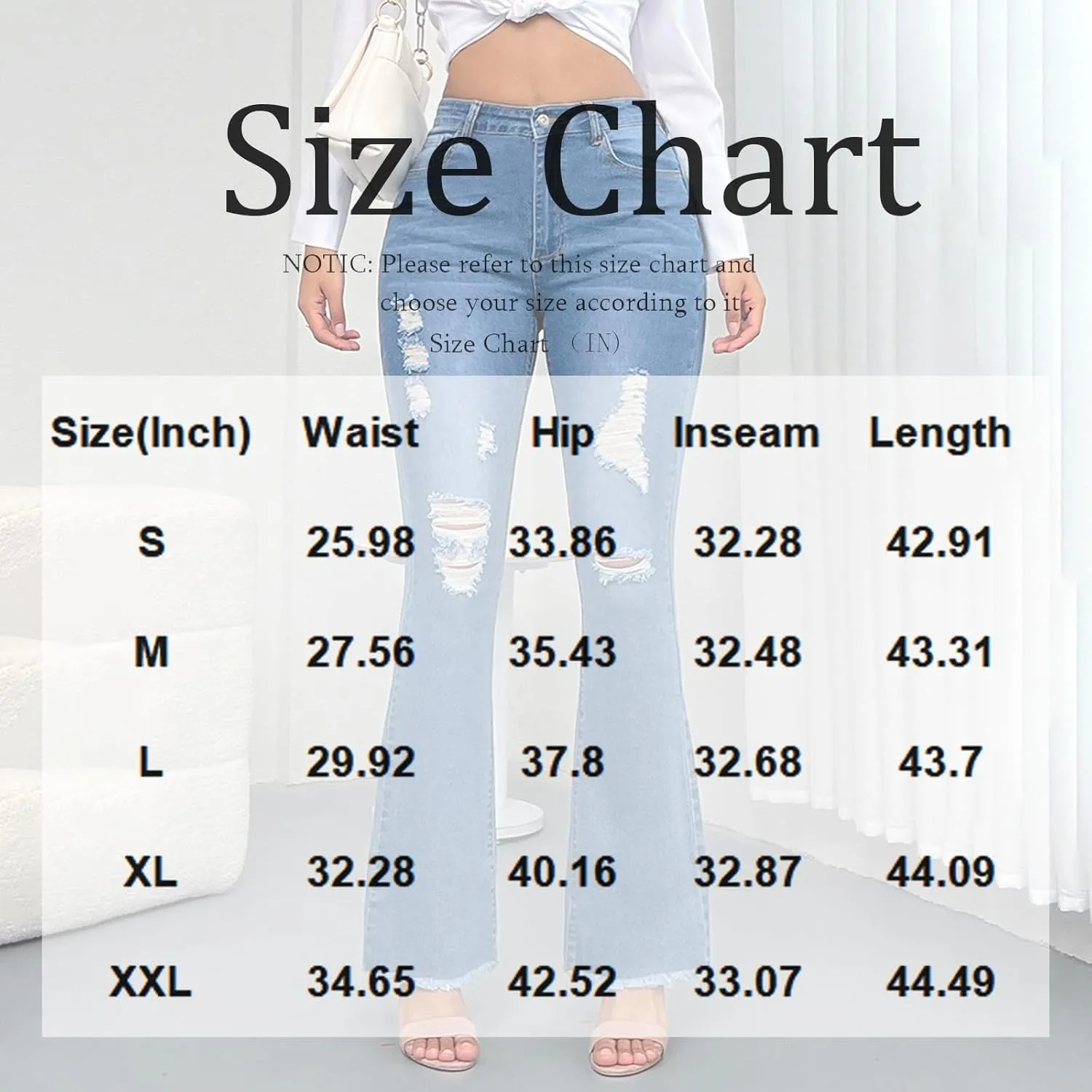 Flare Jeans for Women Ripped High Waisted Raw Hem Bootcut Jeans Stretchy Colombian Design Butt Lifting Denim Pants
