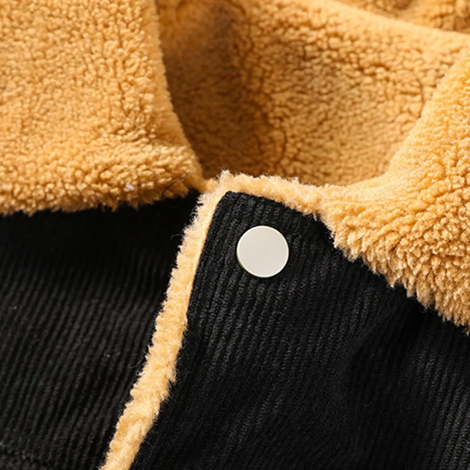 Fleece Lined Jacket Men Oversized Sherpa Jackets Winter Warm Coats Casual Lapel Overcoats Trendy Coat with Pockets
