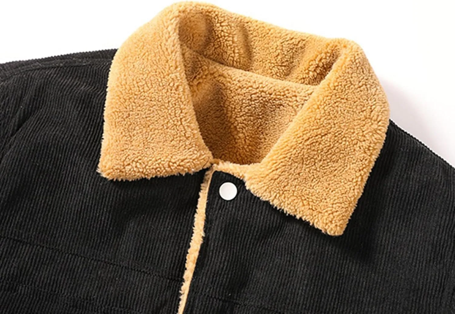 Fleece Lined Jacket Men Oversized Sherpa Jackets Winter Warm Coats Casual Lapel Overcoats Trendy Coat with Pockets