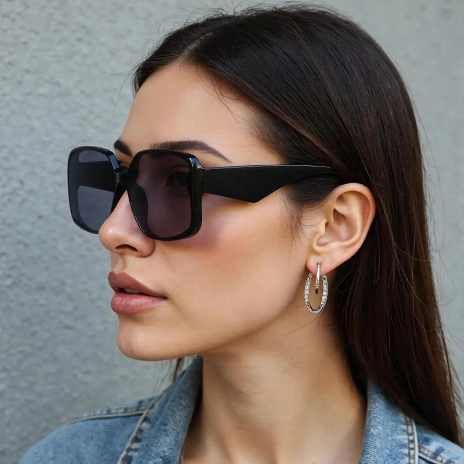 for Women Unique Double Frame Sunglasses with Oversized Frame and Gradient Lenses Uv400
