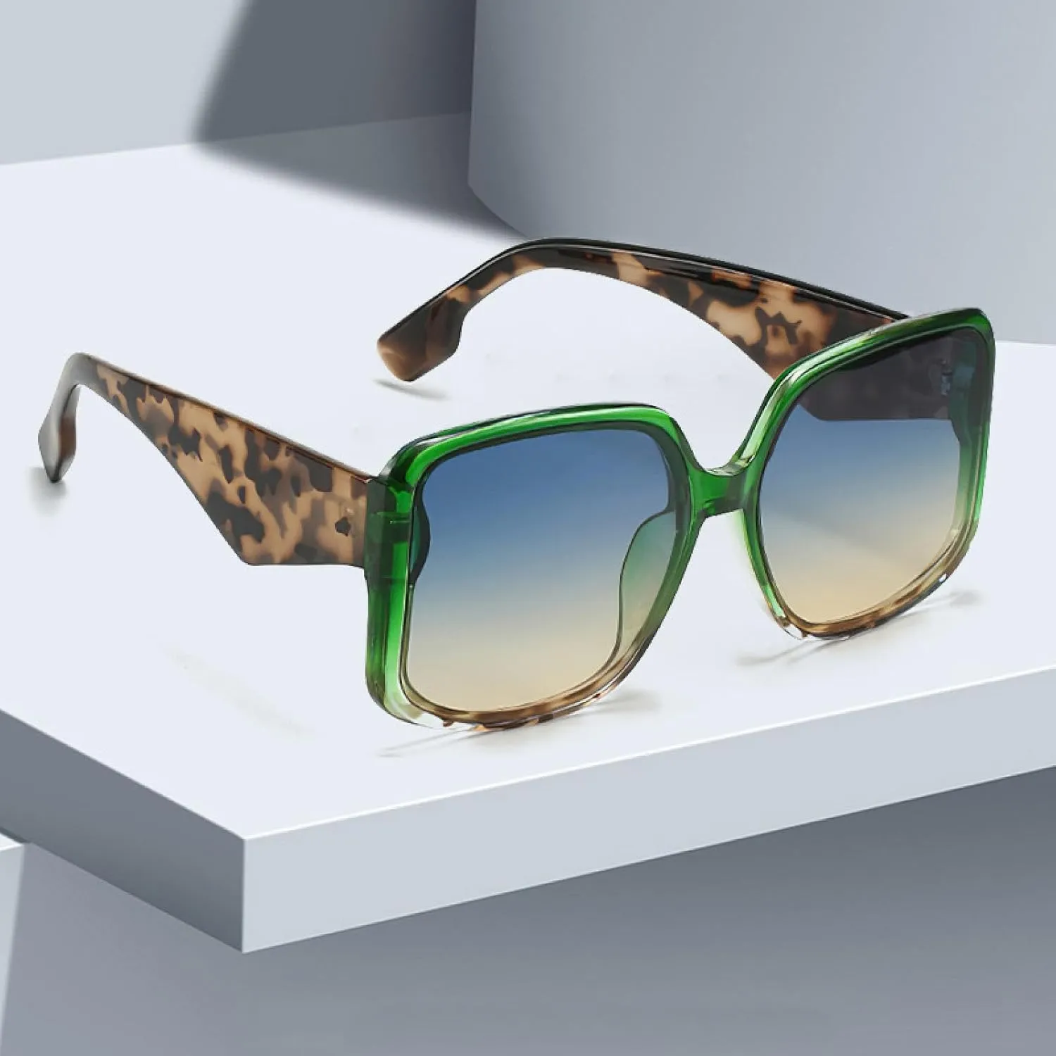 for Women Unique Double Frame Sunglasses with Oversized Frame and Gradient Lenses Uv400
