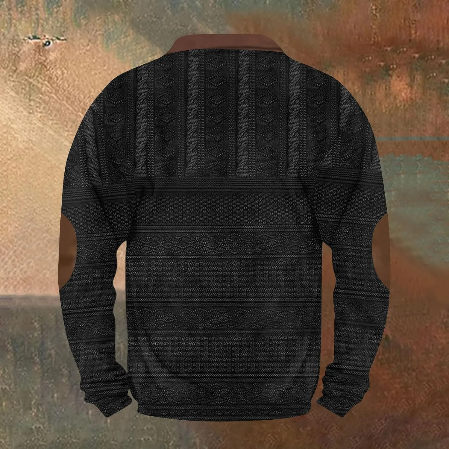 GOFULY Half Zip Sweatshirt Men No Hood Vintage Ethnic Floral ​Print Pullover Fall Winter Jacket Long Sleeve Clothes 2024