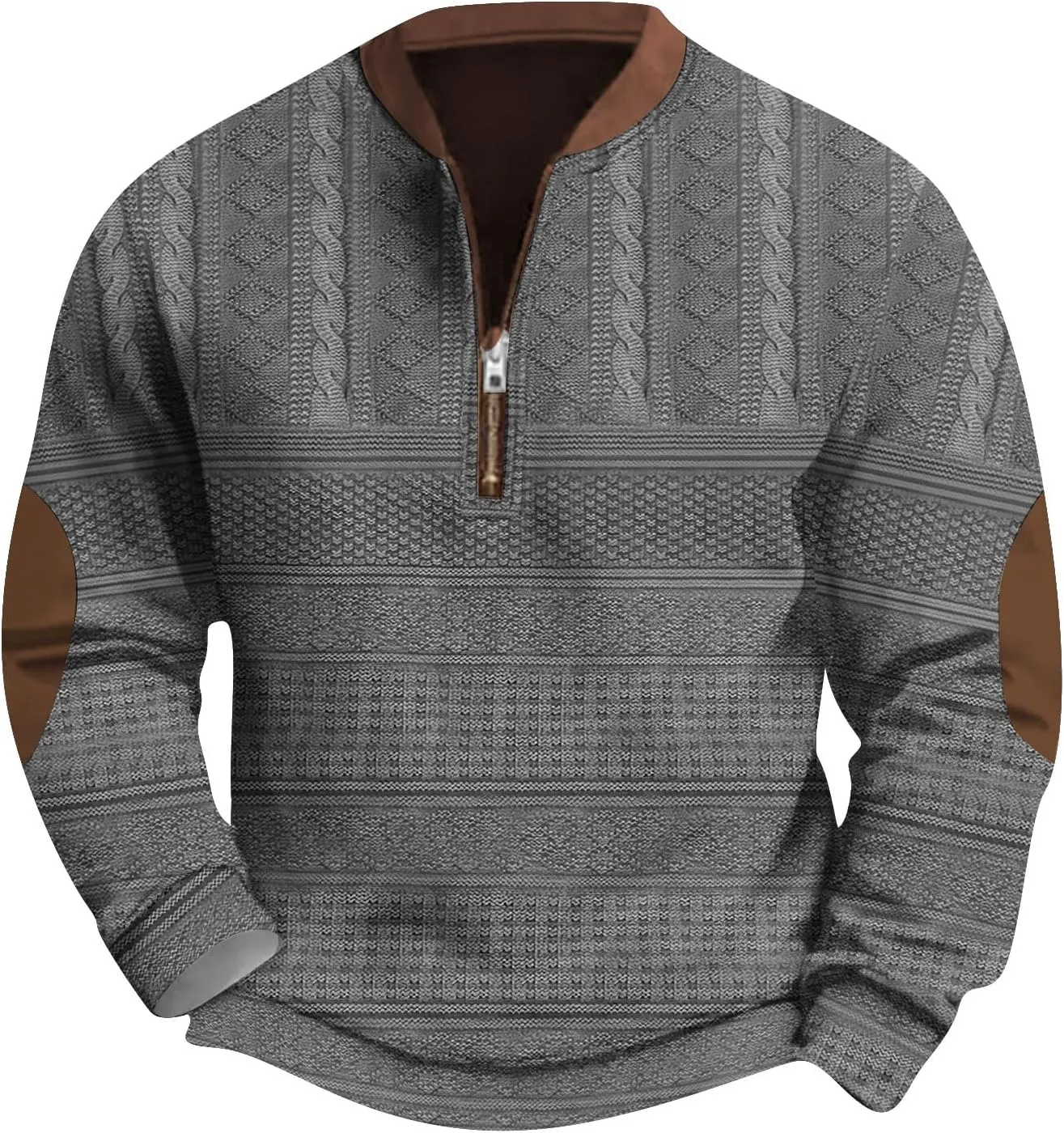 GOFULY Half Zip Sweatshirt Men No Hood Vintage Ethnic Floral ​Print Pullover Fall Winter Jacket Long Sleeve Clothes 2024