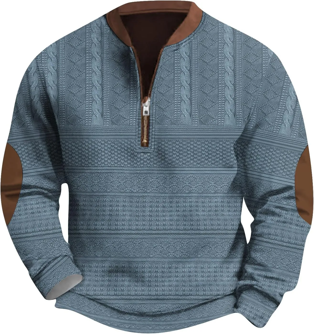 GOFULY Half Zip Sweatshirt Men No Hood Vintage Ethnic Floral ​Print Pullover Fall Winter Jacket Long Sleeve Clothes 2024