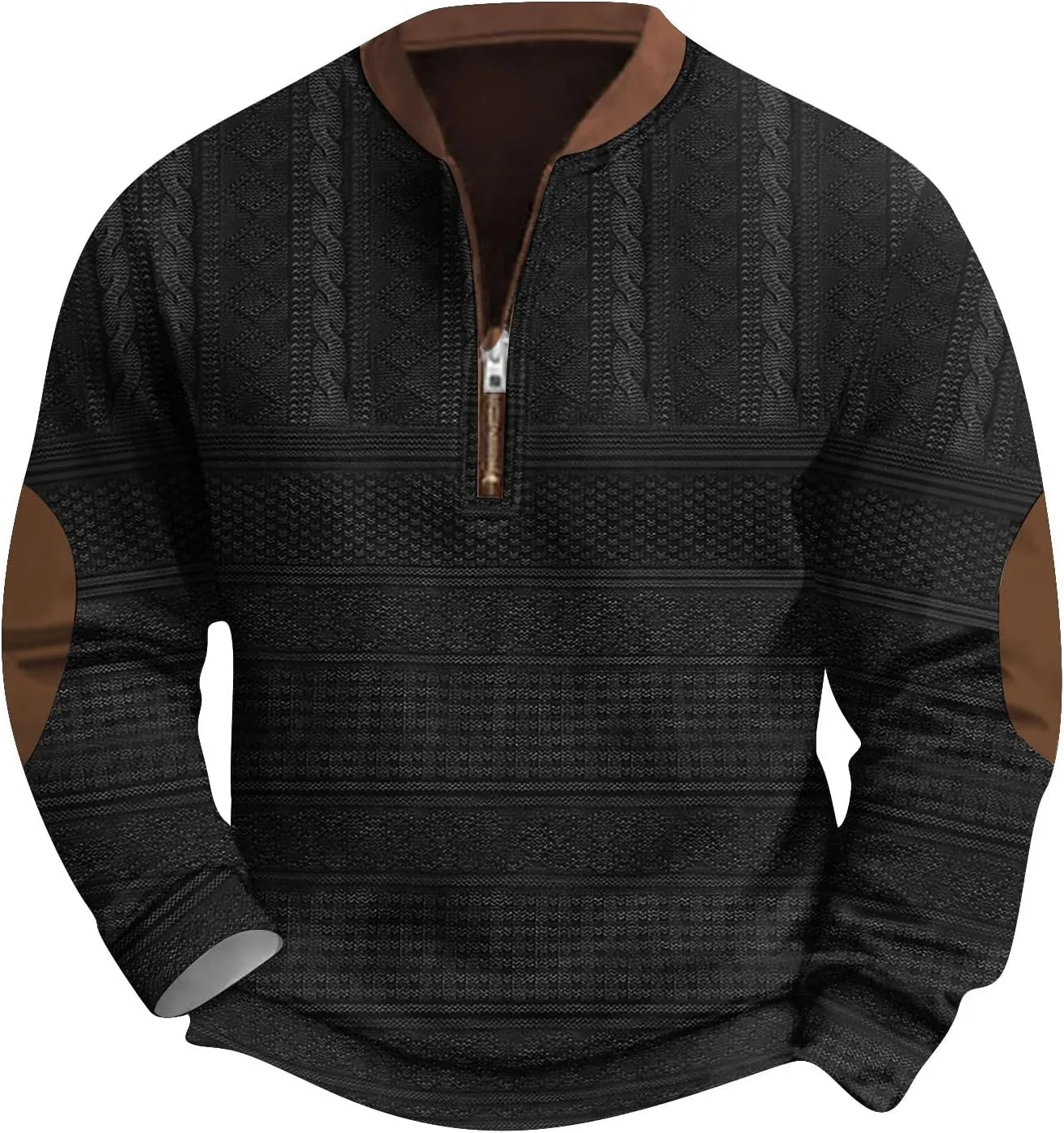 GOFULY Half Zip Sweatshirt Men No Hood Vintage Ethnic Floral ​Print Pullover Fall Winter Jacket Long Sleeve Clothes 2024