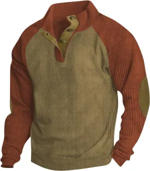 GOFULY Men'S Fashion Hoodies & Sweatshirts Corduroy Henley Pullover Lapel Collar Butto Down Sweaters Stand Collar Shirts