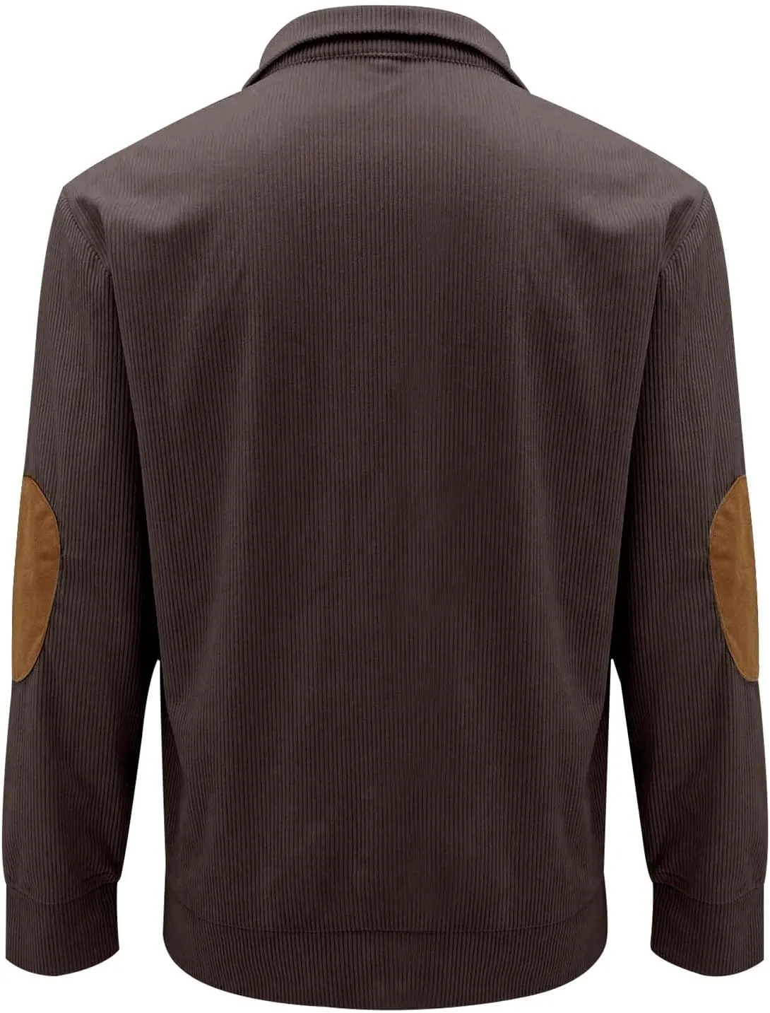 GOFULY Mens Sweatshirts Corduroy Henley Pullover Fashion Stand Collar Butto Down Sweaters Mock Neck Shirts With Elbow Patches