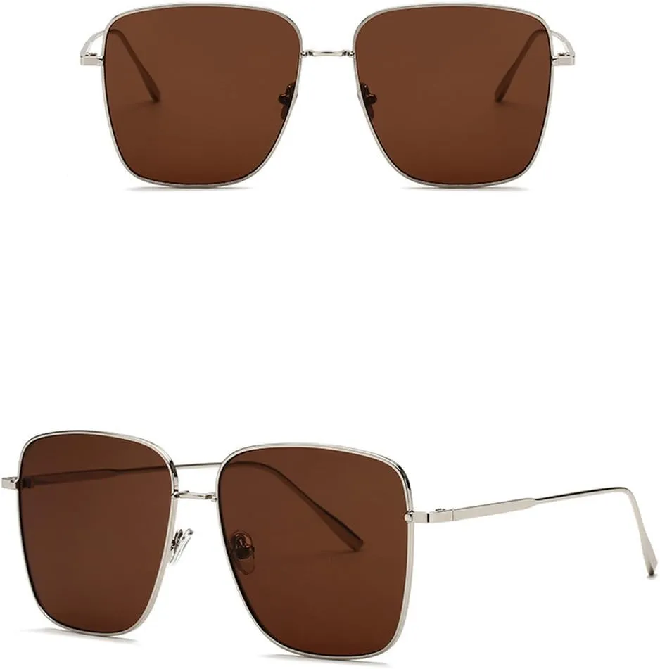 green oversized sunglasses women vintage metal frame sun glasses