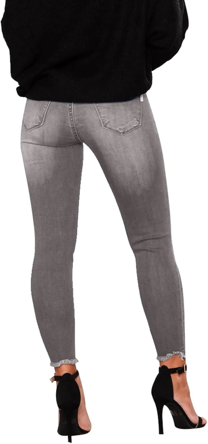 Gumipy Ripped Jeans Womens High Waisted Stretchy Skinny Jeans Trendy Tummy Control Jeggings Butt Lifting Distressed Jeans