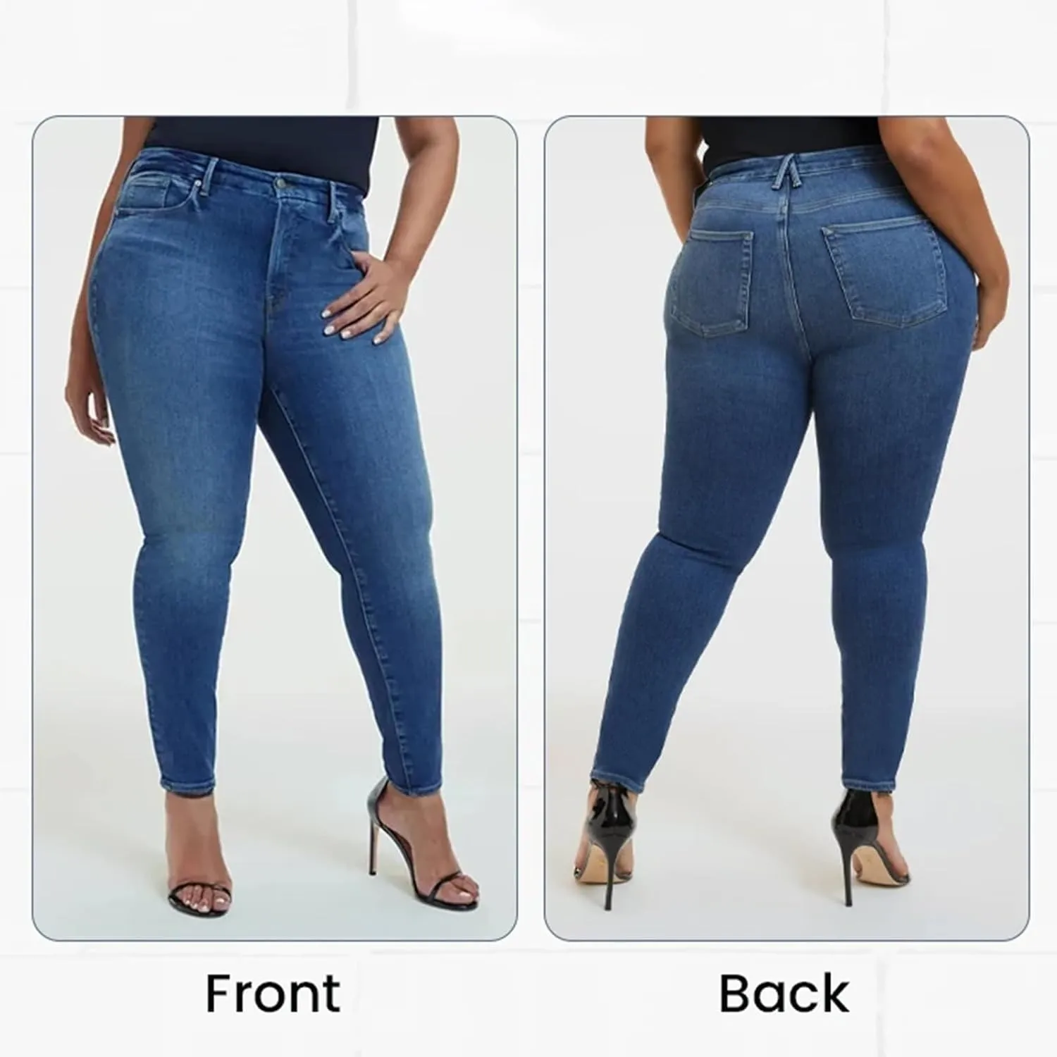Gumipy Women Tummy Control Jeans Plus Size Stretchy High Waisted Jeans Curvy Slim Fit Butt Lifting Denim Skinny Jeans