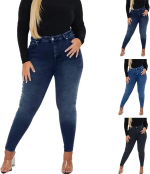 Gumipy Women Tummy Control Jeans Plus Size Stretchy High Waisted Jeans Curvy Slim Fit Butt Lifting Denim Skinny Jeans