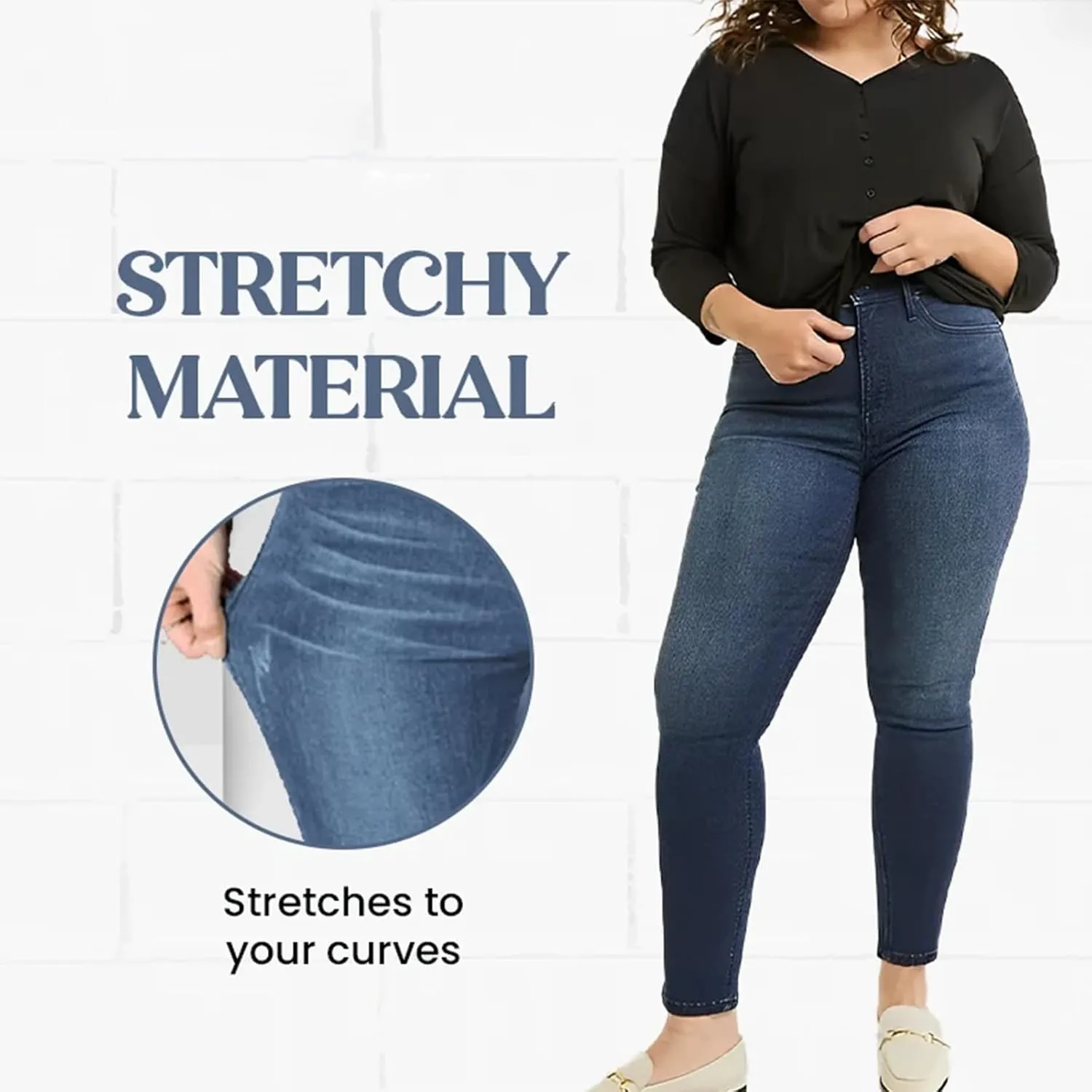 Gumipy Women Tummy Control Jeans Plus Size Stretchy High Waisted Jeans Curvy Slim Fit Butt Lifting Denim Skinny Jeans
