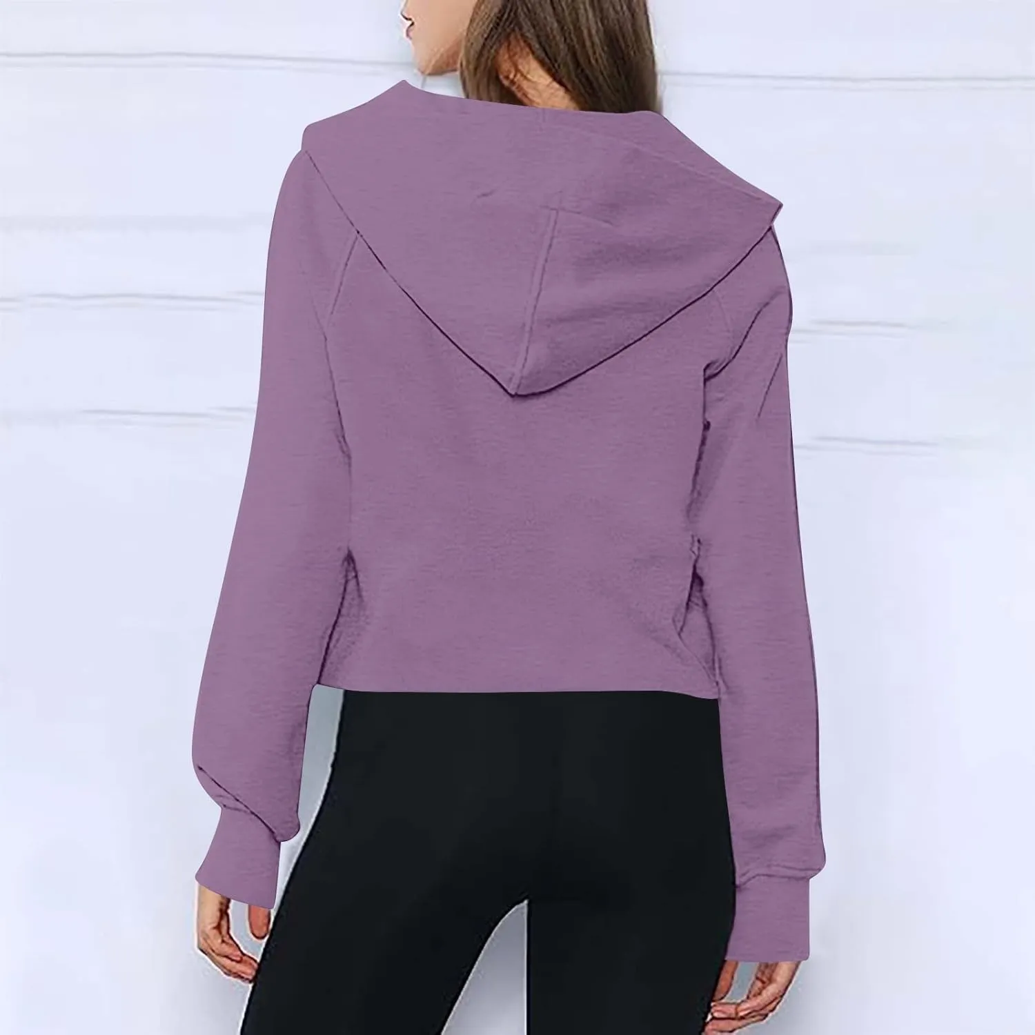 Half Zip Hooded Sweatshirts Cropped Hoodies Fleece Jackets for Womens Fall Outfits Long Sleeve Thermal Pullover Tops