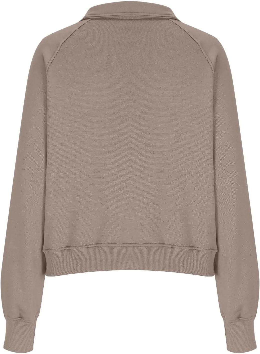 Half Zip Pullover Women Fleece Long Sleeve Cropped Sweatshirts with Thumb Holes Comfy Stand Collar Oversized Sweaters