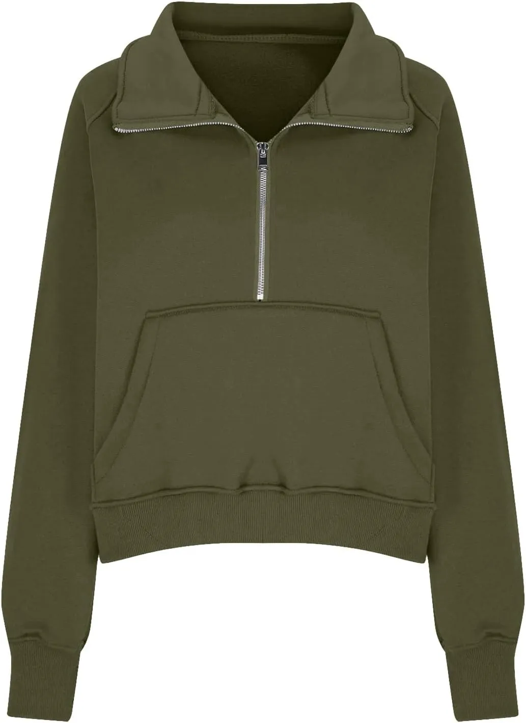 Half Zip Pullover Women Fleece Long Sleeve Cropped Sweatshirts with Thumb Holes Comfy Stand Collar Oversized Sweaters