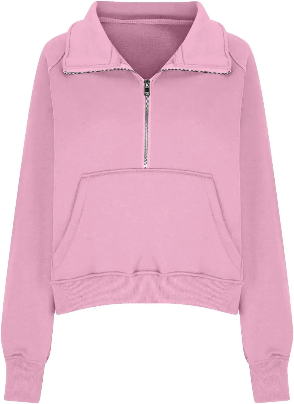 Half Zip Pullover Women Fleece Long Sleeve Cropped Sweatshirts with Thumb Holes Comfy Stand Collar Oversized Sweaters