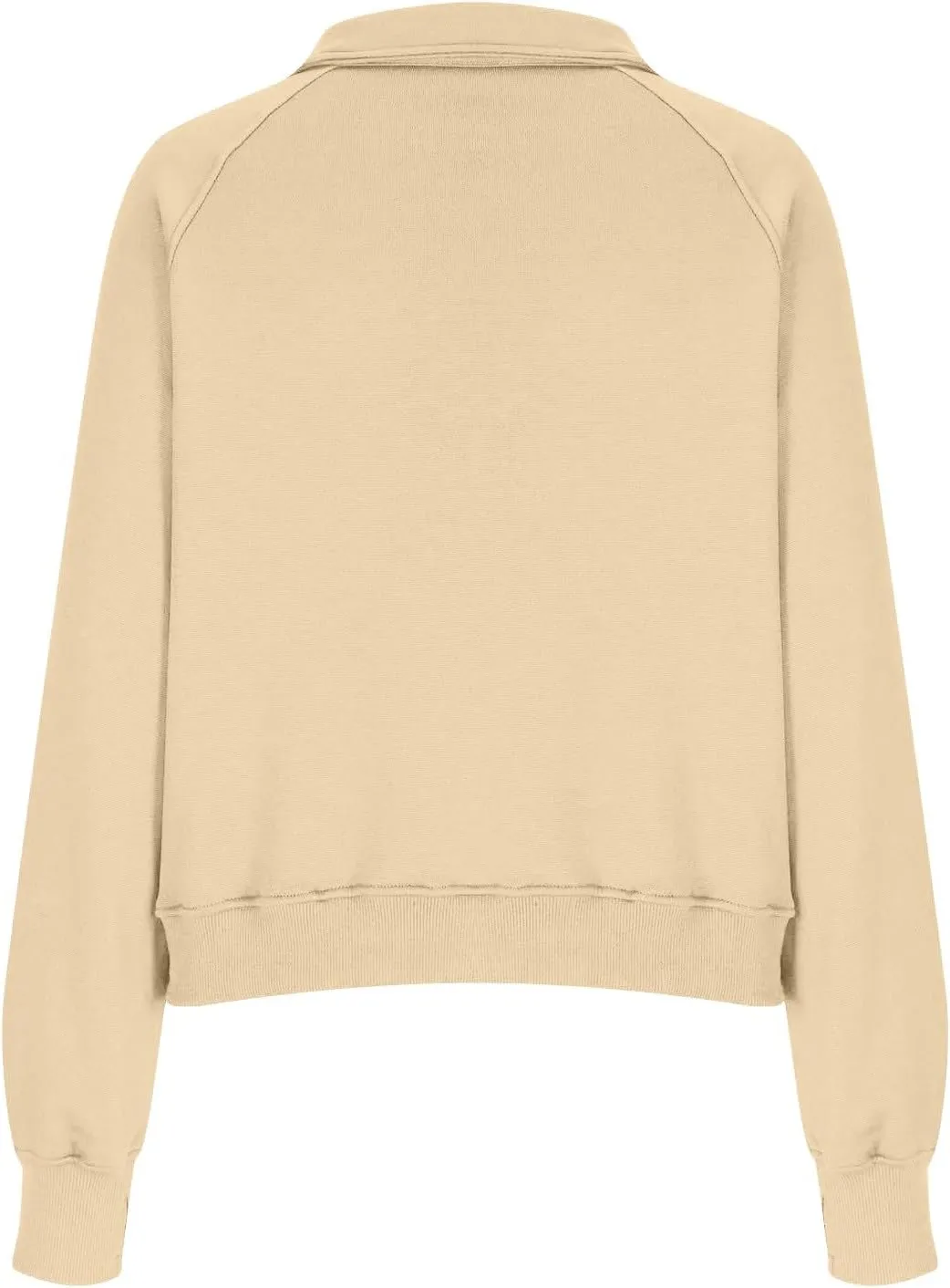 Half Zip Pullover Women Fleece Long Sleeve Cropped Sweatshirts with Thumb Holes Comfy Stand Collar Oversized Sweaters
