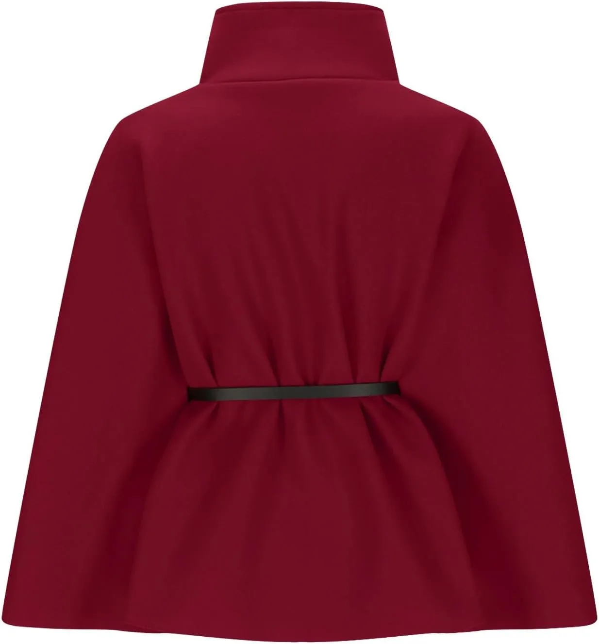 HGps8w Winter Coats for Women Elegant Stand Collar Wool Blend Batwing Poncho Cape Jacket Outerwear with Belt