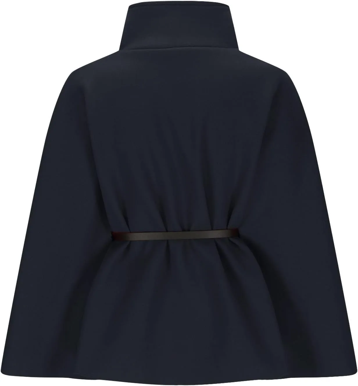 HGps8w Winter Coats for Women Elegant Stand Collar Wool Blend Batwing Poncho Cape Jacket Outerwear with Belt