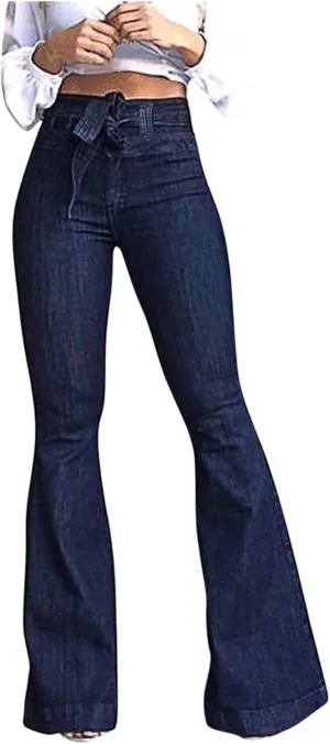 High Waisted Bell Bottom Jeans for Women Skinny Flare Jeans Stretch Wide Leg Jeans Slim Pants Casual Loose Calf Jeans