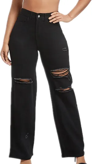 High Waisted Butt Lifting Jeans for Women - Womens Patch Ripped Jeans Distressed Stretch Skinny