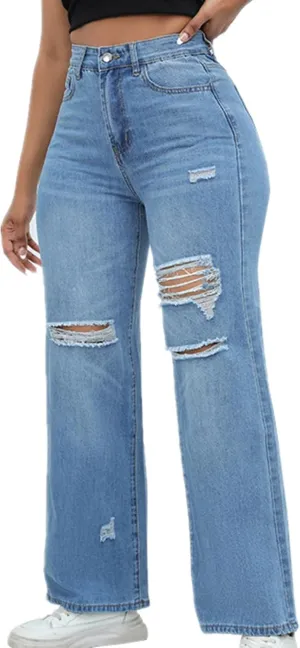 High Waisted Butt Lifting Jeans for Women - Womens Patch Ripped Jeans Distressed Stretch Skinny
