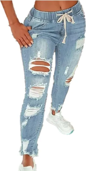 High Waisted Butt Lifting Jeans for Women - Womens Patch Ripped Jeans Distressed Stretch Skinny