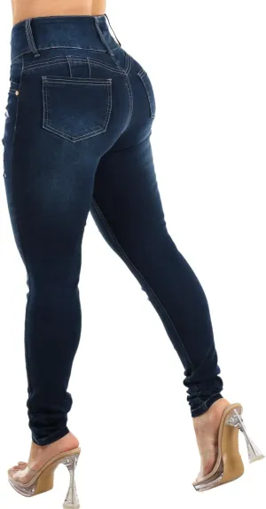 High Waisted Butt Lifting Skinny Jeans - Distressed Levanta Cola Stretchy Jeans
