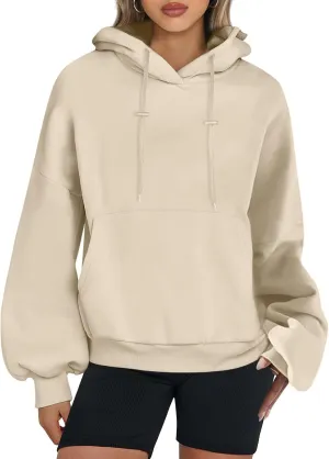 Hoodies for Women Lantern Sleeve Oversized Y2k Hoodie Drawstring Casual Solid color Sweater Tops With Pocket